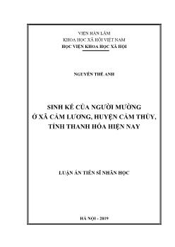 Luận án Sinh kế của người mường ở xã Cẩm Lương, huyện Cẩm Thủy, tỉnh Thanh Hóa hiện nay