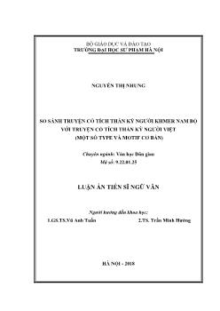 Luận án So sánh truyện cổ tích thần kỳ người Khmer Nam bộ với truyện cổ tích thần kỳ người Việt (một số type và motif cơ bản)