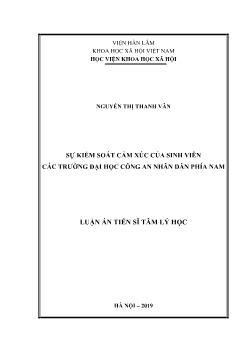 Luận án Sự kiểm soát cảm xúc của sinh viên các trường đại học công an nhân dân phía Nam