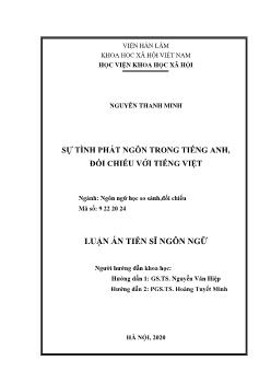 Luận án Sự tình phát ngôn trong tiếng Anh, đối chiếu với Tiếng Việt