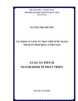 Luận án Tác động của đầu tư trực tiếp nước ngoài tới xuất nhập khẩu ở Việt Nam