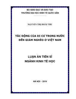 Luận án Tác động của di cư trong nước đến giảm nghèo ở Việt Nam