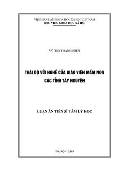 Luận án Thái độ với nghề của giáo viên mầm non các tỉnh Tây Nguyên