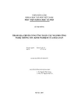 Luận án Tham gia chuỗi cung ứng toàn cầu ngành công nghệ thông tin: Kinh nghiệm của đài loan