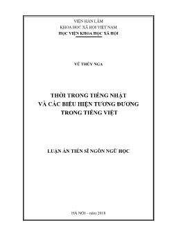 Luận án Thời trong tiếng nhật và các biểu hiện tương đương trong Tiếng Việt