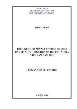 Luận án Thừa kế theo pháp luật theo bộ luật dân sự nước cộng hòa xã hội chủ nghĩa Việt Nam năm 2015