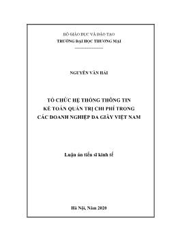 Luận án Tổ chức hệ thống thông tin kế toán quản trị chi phí trong các doanh nghiệp da giầy Việt Nam