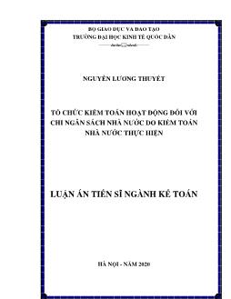 Luận án Tổ chức kiểm toán hoạt động đối với chi ngân sách nhà nước do kiểm toán nhà nước thực hiện