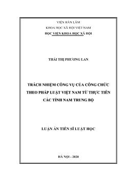 Luận án Trách nhiệm công vụ của công chức theo pháp luật Việt Nam từ thực tiễn các tỉnh Nam Trung Bộ