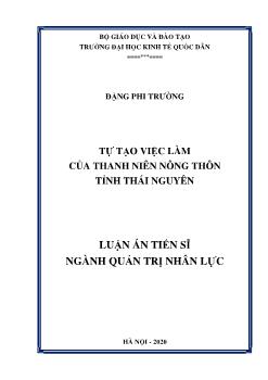 Luận án Tự tạo việc làm của thanh niên nông thôn tỉnh Thái Nguyên