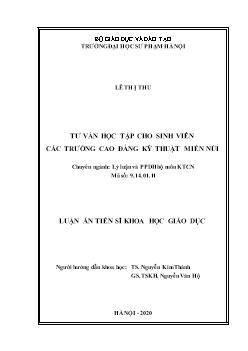 Luận án Tư vấn học tập cho sinh viên các trường cao đẳng kỹ thuật miền núi