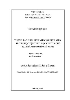 Luận án Tương tác giữa sinh viên với sinh viên trong học tập theo học chế tín chỉ tại thành phố Hồ Chí Minh