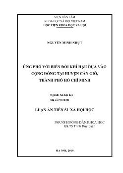 Luận án Ứng phó với biến đổi khí hậu dựa vào cộng đồng tại huyện Cần Giờ, thành phố Hồ Chí Minh