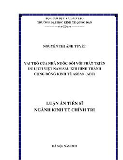 Luận án Vai trò của nhà nước đối với phát triển du lịch Việt Nam sau khi hình thành cộng đồng kinh tế Asean (aec)