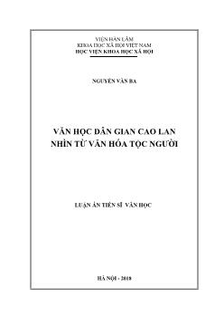 Luận án Văn học dân gian cao lan nhìn từ văn hóa tộc người