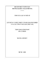 Luận án Xây dựng và phát triển văn hóa doanh nghiệp ở các công ty du lịch Việt Nam