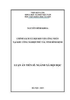 Luận văn Chính sách xã hội đối với công nhân tại khu công nghiệp Phú tài, tỉnh Bình Định