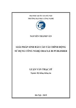 Luận văn Giải pháp sinh Báo cáo tài chính động sử dụng công nghệ oracle bi publisher