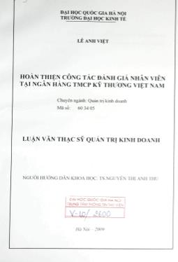 Luận văn Hoàn thiện công tác đánh giá nhân viên tại ngân hàng TMCP kỹ thương Việt Nam