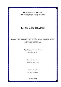 Luận văn Hoàn thiện công tác tuyển dụng tại tập đoàn điện lực Việt Nam