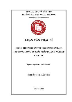 Luận văn Hoàn thiện quản trị nguồn nhân lực tại tổng công ty giải pháp doanh nghiệp Viettel