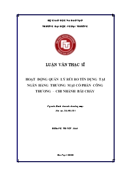 Luận văn Hoạt động quản lý rủi ro tín dụng tại ngân hàng thương mại cổ phần công thương – Chi nhánh Bãi Cháy