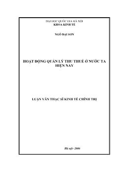 Luận văn Hoạt động quản lý thu thuế ở nước ta hiện nay