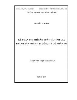 Luận văn Kế toán chi phí sản xuất và tính giá thành sản phẩm tại công ty cổ phần 199