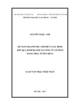 Luận văn Kế toán doanh thu, chi phí và xác định kết quả kinh doanh tại công ty cổ phần mạng trực tuyến Meta