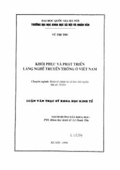 Luận văn Khôi phục và phát triển làng nghể truyển thống ở Việt Nam