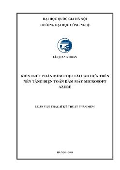 Luận văn Kiến trúc phần mềm chịu tải cao dựa trên nền tảng điện toán đám mây microsoft azure