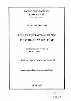 Luận văn Kinh tê hợp tác xã ở Hà Nội thực trạng và giải pháp