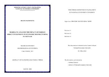 Luận văn Models to analyze the impact of foreign direct investment on economic restructuring in Vietnam