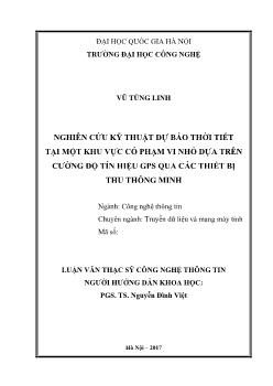 Luận văn Nghiên cứu kỹ thuật dự báo thời tiết tại một khu vực có phạm vi nhỏ dựa trên cường độ tín hiệu gps qua các thiết bị thu thông minh