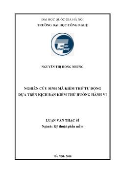 Luận văn Nghiên cứu sinh mã kiểm thử tự động dựa trên kịch bản kiểm thử hướng hành vi