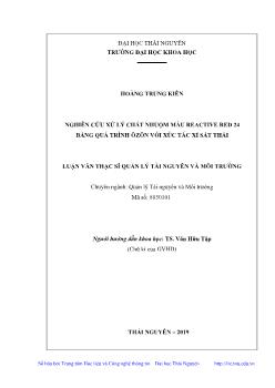 Luận văn Nghiên cứu xử lý chất nhuộm màu reactive red 24 bằng quá trình ôzôn với xúc tác xỉ sắt thải