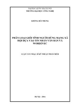 Luận văn Phân loại giới tính người dùng mạng xã hội dựa vào tin nhắn văn bản và word2vec