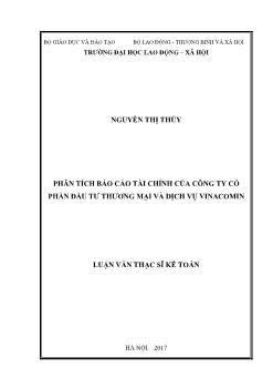 Luận văn Phân tích Báo cáo tài chính của công ty cổ phần đầu tư thương mại và dịch vụ vinacomin