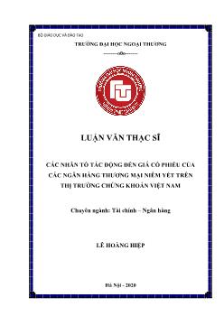 Luận văn Phân tích các nhân tố ảnh hưởng đến giá cổ phiếu của các Ngân hàng Thương mại cổ phần niêm yết trên thị trường chứng khoán Việt Nam