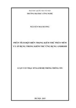 Luận văn Phân tích đột biến trong kiểm thử phần mềm và áp dụng trong kiểm thử ứng dụng android
