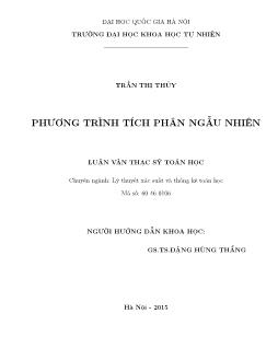 Luận văn Phương trình tích phân ngẫu nhiên