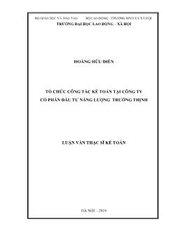 Luận văn Tổ chức công tác kế toán tại công ty cổ phần đầu tư năng lượng Trường Thịnh