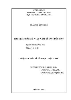 Luận văn Truyện ngắn nữ Việt Nam từ 1986 đến nay