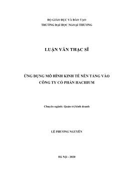 Luận văn Ứng dụng mô hình kinh tế nền tảng vào công ty cổ phần Hachium