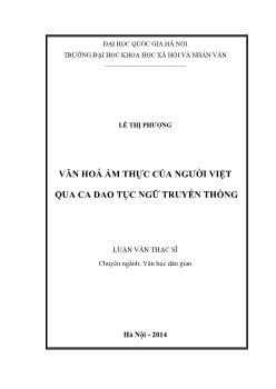 Luận văn Văn hoá ẩm thực của người Việt qua ca dao tục ngữ truyền thống