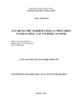 Luận văn Xây dựng thử nghiệm công cụ phát hiện và khai thác các lỗ hổng an ninh