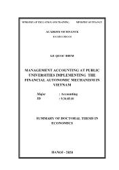 Management accounting at public universities implementing the financial autonomic mechanism in Vietnam