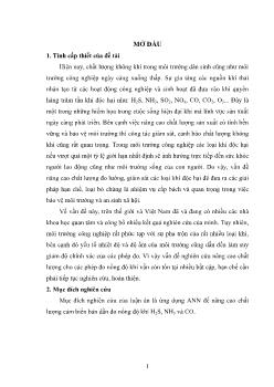 Nghiên cứu một số vấn đề lý luận và mô phỏng, kiểm nghiệm thực tế nhằm ứng dụng ANN để nâng cao chất lượng cảm biến bán dẫn đo nồng độ khí H2S, NH3 và CO trong môi trường công nghiệp