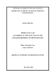 Nheritance law according to the civil law of the socialist republic of Vietnam in 2015