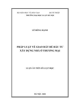 Pháp luật về giao đất để đầu tư xây dựng nhà ở thương mại